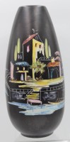 Auktion 348 / Los 9039 <br>hohe Vase, Ulmer Keramik, 50er Jahre, handbemalt, ca. H-35cm