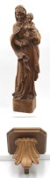 Auktion 348 / Los 15034 <br>hohe Maria mit Kind, Holz, wohl Süddeutsch, mit Wandhalterung, nur Figur H-49cm