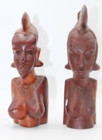 Auktion 348 / Los 15078 <br>Paar Frauen-Büsten, Afrika, ca. H-29cm