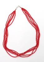 Auktion 348 / Los 1223 <br>mehrreihige Halskette, roter Achat, Silberschließe, ca. L-40 cm