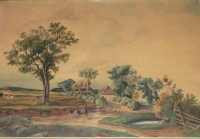 Auktion 348 / Los 4035 <br>Hellberg, 1918, einsame Landstrasse, Aquarell, ger/Glas, RG 44 x 62 cm