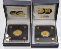 Auktion 348 / Los 6045 <br>2x kl. Münzen, 30 Jahre Mauerfall in Deutschland, 1/500 Unze, 2019, Tschad 3000 Francs CFA