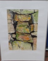 Auktion 348 / Los 4052 <br>Inken N. Woldsen "italienische Mauer" Kreide/Aquarell, ger/Glas, RG 67x51 cm