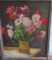 Auktion 348 / Los 4053 <br>Rudolf WEBER (1872-1949, 1924 "Blumen in Vase" Öl/Leinen, gerahmt, RG 75x60 cm