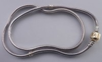 Auktion 349 / Los 1033 <br>Pandora Silber-Halskette mit vergoldeter Schliesse, L-ca. 40 cm, ca. 28 gr