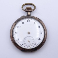 Auktion 349 / Los 2011 <br>Herren Taschenuhr, Silbergehäuse 0.800, mechanisch, Werk steht,Zeiger fehlen, D. 50mm