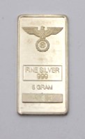 Auktion 349 / Los 7001 <br>kl. Barren, 5g Fein-Silber, mit Wehrmachtsadler ohne HK, Sammleranfertigung, Nr. 443