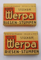 Auktion 349 / Los 15005 <br>2x orig. Packungen "Echte Werpa Risesenstumpen", wohl 30/40er Jahre