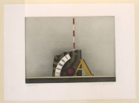 Auktion 349 / Los 5003 <br>Friedrich MECKSEPER (1936-2019), Stilleben mit Skala und "A" (1978), Farbaquatinta, Nr. 490/1000, ger./Glas, RG 41 x 51cm