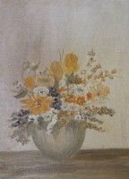 Auktion 349 / Los 4007 <br>unsigniert, Blumen in Vase, Öl/Hartfaser, gerahmt, RG 48,5 x 38,5cm