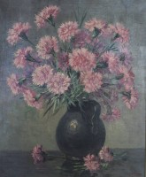 Auktion 349 / Los 4008 <br>J.Wensing o.ä. , Blumen in Vase, Öl/Leinwand, gerahmt, RG 71,5 x 61cm