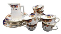 Auktion 349 / Los 9013 <br>20 tg. Jugendstil Kaffeeservice "Royal Stafford China" England, Milchkännchen mit Chip, Altersspuren