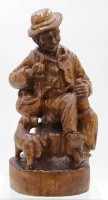 Auktion 349 / Los 15036 <br>Holzfigur, Vagabund mit Hund, ca. H-28cm