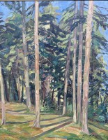 Auktion 349 / Los 4017 <br>Paul Ernst WILKE (1894-1972), 1922 "Waldlandschaft", Öl/Leinen, verso bettielt,gerahmt, RG 78x68 cm