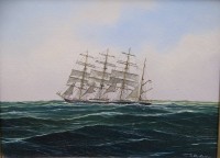 Auktion 349 / Los 4025 <br>Klaus ROSKAMP (1941)  "Segelschiff Pamir auf See" Öl/Leinen, gerahnt, RG 25x31,5 cm