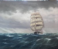 Auktion 349 / Los 4041 <br>Klaus Roskamp (1941)Segelschiff, Pamir auf See,  Öl/Leinen, 50x60 cm