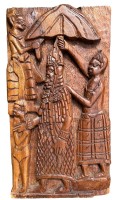 Auktion 349 / Los 15090 <br>afrikanische Wandtafel, massives Tropenholz, 48x26 cm, 5 cm