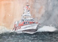 Auktion 349 / Los 4047 <br>unleserl. signiert, SAR-Boot, Aquarell, ungerahmt, BG 17 x 24cm