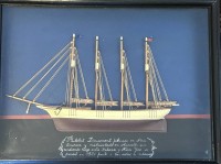 Auktion 349 / Los 15096 <br>Segelschiff-Halbmodell, Spanien, beschriftet, in Schaukasten/Glas, RG 37x50 cm