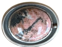 Auktion 350 / Los 1003 <br>Silberbrosche-800- mit Rhodochrosit, 3,8x 3 cm, 22,1 gr.