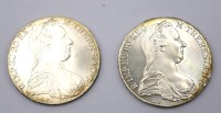 Auktion 350 / Los 6005 <br>2x Maria Theresia-Thaler, Silber, zus. 56,1gr., ca. D-4cm