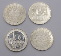 Auktion 350 / Los 6019 <br>4x div. 100 Schilling Münzen, 1976, 2x 1978 und 1979, zus. 95,4gr, ca. D-3,6cm