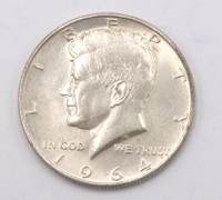 Auktion 350 / Los 6027 <br>Half Dollar, 1964, J.F. Kennedy, 12,2gr., D-3cm