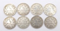 Auktion 350 / Los 6039 <br>8x  1/2 Reichsmark, 1905&gt;1915, D-2cm