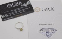 Auktion 352 / Los 1019 <br>925er Silber-Ring, gelber Moissanite, 1ct, 1,8gr., RG 56, anbei Zertifikat