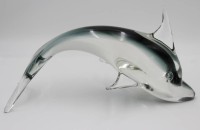 Auktion 350 / Los 10021 <br>gr. Kunstglas-Fisch, wohl Murano, 2farbig, H-18cm L-35cm