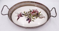 Auktion 350 / Los 9030 <br>ovales Galerietablett mit Blumenbemalung, gemarkt, H-5,5 cm,25x19 cm