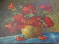 Auktion 350 / Los 4048 <br>Wilhelm HÖRMANN (XX) "Klatschmohn in Schale", Öl/Platte, gerahmt, RG 43x58 cm