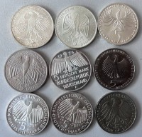 Auktion 351 / Los 6005 <br>15x div. 5 DM Münzen, davon 2x Kursmünzen, Nennwert 75 DM