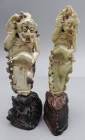 Auktion 353<br>2x  Speckstein-Figuren, China, H-15 cm, 1x Sockel rückseitig kl. Abplatzer