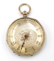 Auktion 353 / Los 2010 <br>Taschenuhr, S.Staufer, 18Karat GG, Schlüsselwerk läuft an, Gesamt 38,5gr., D-3,9cm