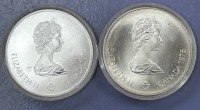 Auktion 351 / Los 6011 <br>2x 5 Silberdollar Canada 1974, stempelglanz, boxed, je ca. 28 gr. zus. 56 gr. Olympia 1976