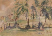 Auktion 351 / Los 4019 <br>Tade Makowski f. 1932, Landschaft, Aquarell, wohl Tadeusz MAKOWSKI (1882-1932), ger. /Glas, RG 27 x 34,5cm