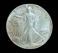 Auktion 351 / Los 6024 <br>Silberdollar 1986, USA, eine Unze Feinsilber, 31,4 gr., D-4 cm