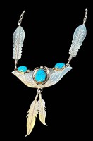 Auktion 356 / Los 1403 <br>Silber-Collier-925- Türkisen, wohl Navajo-Schmuck, L-ca. 46 cm, 20,6 gr