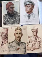 Auktion 351 / Los 7040 <br>6x Postkarten mit Portraits von Soldaten und Persönlickeiten des 3 Reichs