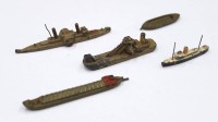 Auktion 352 / Los 12000 <br>5x Miniatur-Schiffe, Wiking, älter, unter Farbe diese teilweise berieben, Größte L-6,3cm