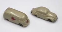 Auktion 352 / Los 12017 <br>2x VW-Autos, 1x Wiking 1x wohl Wiking, Altersspuren, ca. L-5cm