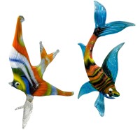 Auktion 352 / Los 10007 <br>2x Murano Fische, bunt, H-13 und 15 cm