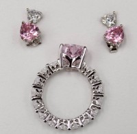 Auktion 352 / Los 1034 <br>Set, Sterling, klare u. Rosa Steine, zus. ca. 8,5gr., RG 54