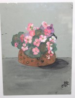 Auktion 352 / Los 4023 <br>monogrammiertes Aquarelle Blumen, verso Käthe Becher bez. , gerahmt/Glas, RG 41 x 31cm