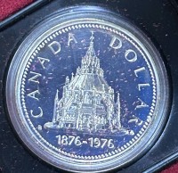 Auktion 352 / Los 6018 <br>Canada Dollar in Etui, boxed, stempelglanz, Winnipeg 1876-1976