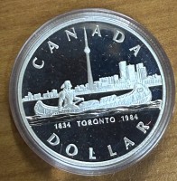 Auktion 352 / Los 6020 <br>Canada Dollar in Etui, boxed, stempelglanz, Toronte 1834-1984