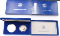 Auktion 352 / Los 6048 <br>ein Set Liberty-Coins 1886-1986 ,  1 und 1/2  Dollar , Silber in OVP