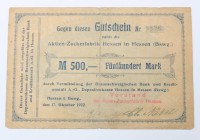 Auktion 352 / Los 6052 <br>Aktie - Zuckerfabrik Hessen in Hessen 500 Mark von 1922