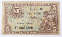 Auktion 356 / Los 6037 <br>Banknote , Bank Deutscher Länder , 5 DM Rosenberg 236 von 1948